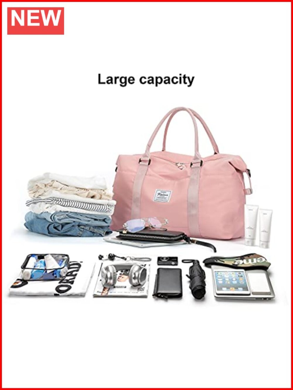 Travel Duffel Bag, Carry On Overnight Weekender Bag with Wet Pocket & Trolley - Picture 2 of 6